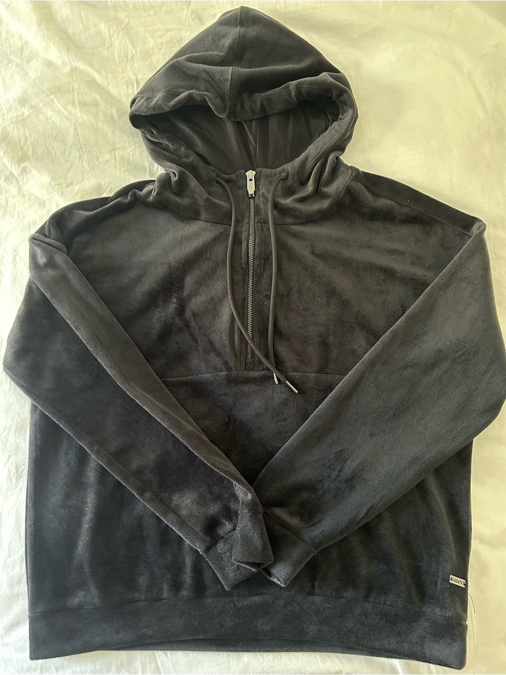 MNY Marc New York Performance Velour Hoodie Black Half Zip Medium